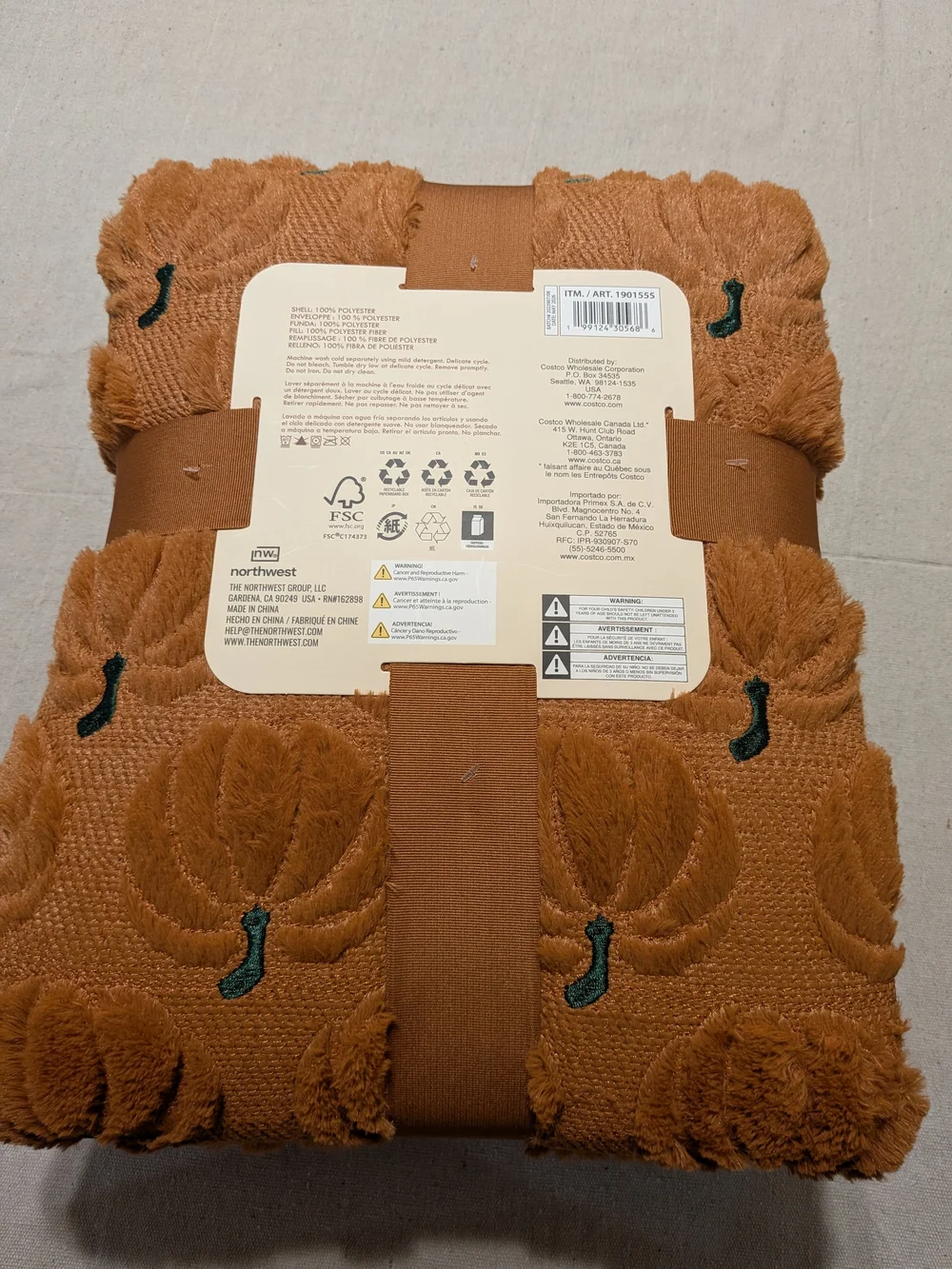 Costco Viral Tiktok Halloween Pumpkin Embroidered Throw NWT